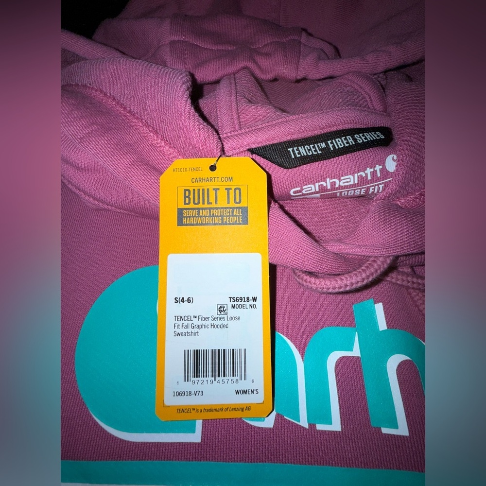 NEW CARHARTT PINK TENCEL™ FIBER SERIES LOOSE FIT GRAPHIC SOFT HOODIE SZ SMALL - Picture 14 of 14
